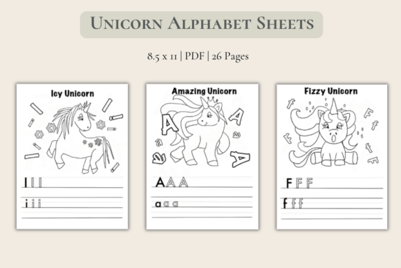 Download Unicorn ABC Alphabet Worksheets X 26 - Alphabet worksheets Collection