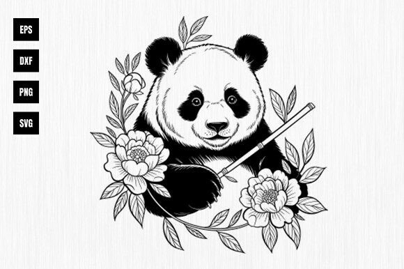Download Floral Panda Svg, Panda with Flowers Svg - Panda svg Collection