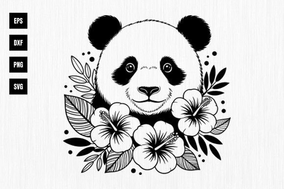 Download Floral Panda Svg, Panda with Flowers Svg - Panda svg Collection