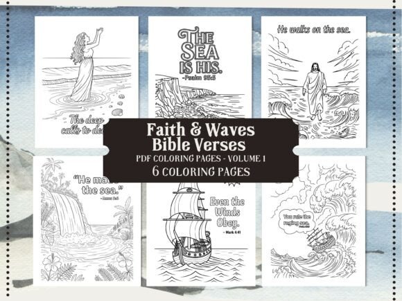 Download Faith &amp; Waves Ocean Theme Coloring Pages - Premium Bundle
